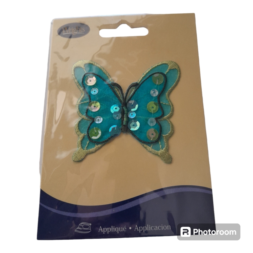 Embroidered Butterfly Iron On Applique with Sequins